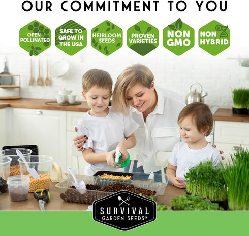 5-Variety Pack Pack Microgreens Seeds for Sprouting Mustard, Mung Bean, Curled Cress, Clover & Lettuce Seed for Indoors