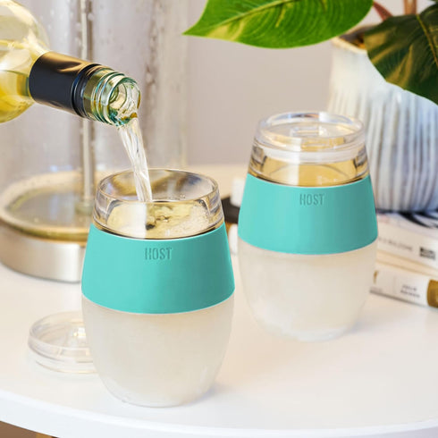 Host Wine Freeze Cup Set of 2, Plastic Double Wall Insulated Wine Glasses with Freezing Gel, 8.5 oz Mint