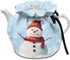 Blue Snowman and Red Music Tea Cosy, Soft Fabric Dustproof Tea Pot Cozies for Home Kitchen