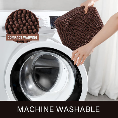 LOCHAS Luxury Bathroom Rug Shaggy Bath Mat, 20 x 30 Inch, Washable Non Slip Bath Rugs for Shower, Soft Plush Chenille