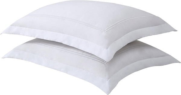 Bed Maker's Levinsohn Luxury Hotel Tailored Pillow Sham Pair, White with Baratta Stitched Hem, Standard
