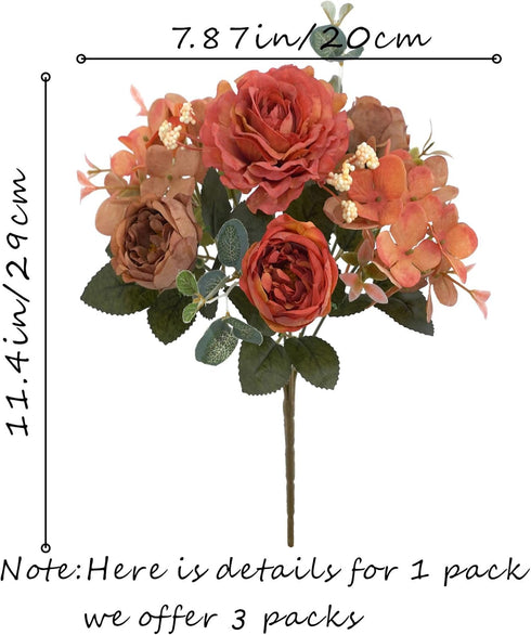 Artificial Flowers, Fake Peony Silk Flowers Hydrangea Bouquet Decor, Faux Camellia for Home Living Room Centerpieces