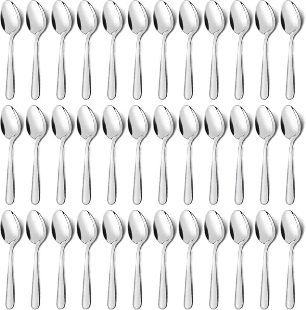 Unokit 36-Piece Silverware Set, 6.7 inch Stainless Steel Dinner Spoons, Dessert Spoon, Tablespoon, Mirror Polished,