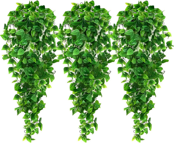 Ageomet 3pcs Artificial Hanging Plants, 3.6ft Fake Ivy Vine for Indoor Outdoor Wall House Room Decoration (No Baskets)