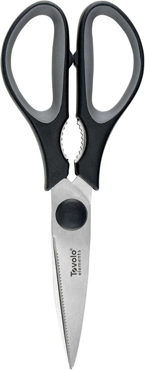 Tovolo Elements Heavy Duty Kitchen Shears with Sheath for Food Prep Trimming Meat and Vegetables, Small, Charcoal, Black by Tovolo