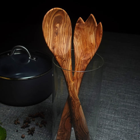 Handmade Olive Wood Utensil Set (Spoon & Spork)
