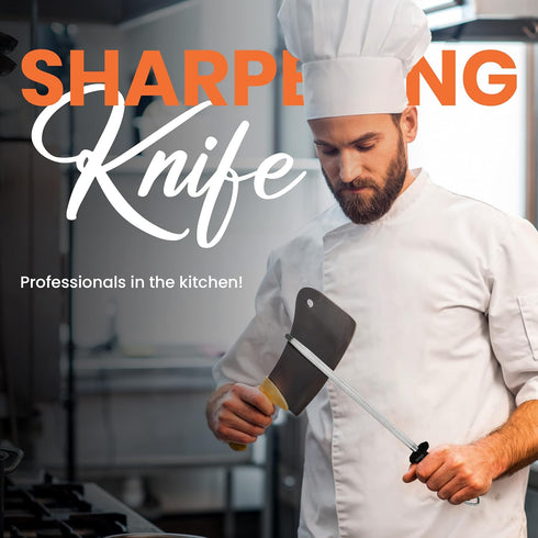 Utopia Kitchen 10 Inch Honing Steel Knife - Sharpening Steel Sharpening Rod, Black