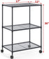 OVICAR 3-Tier Wire Storage Shelves, Adjustable Shelving Units with Wheels for Kitchen Pantry, Bathroom, Garage