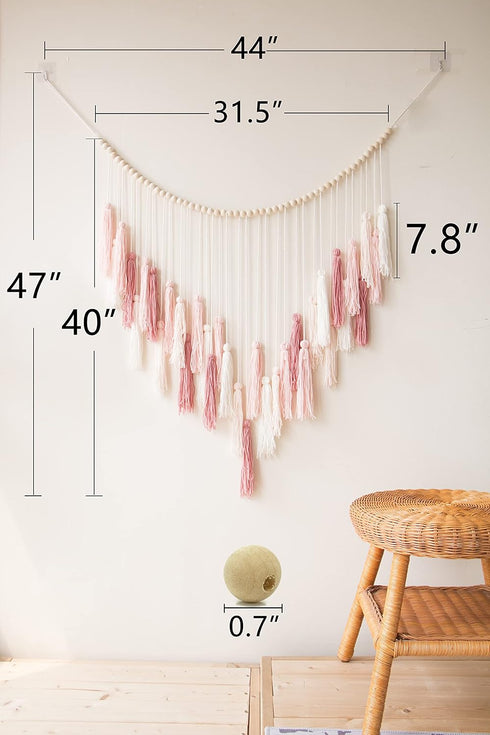 35'' 36'' Decocove Macrame Wall Hanging - Large with Wood Beads Bohemian Decor for Bedroom, Living Room and Kitchen
