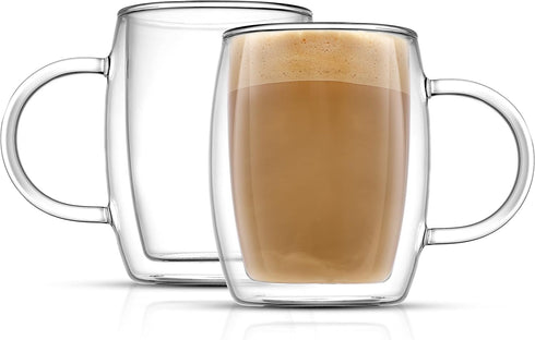 JoyJolt Double Wall Glasses 13.5-Ounce Insulated Mugs Double Walled Glass Cups For