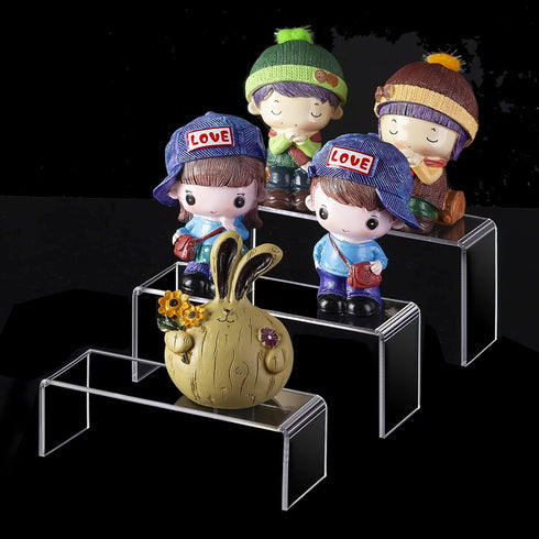 Acrylic Display Stand Riser - Clear Small Decorator Stand Shelf for Figures, Jewelry, Cupcake, Dessert - 2 Sets