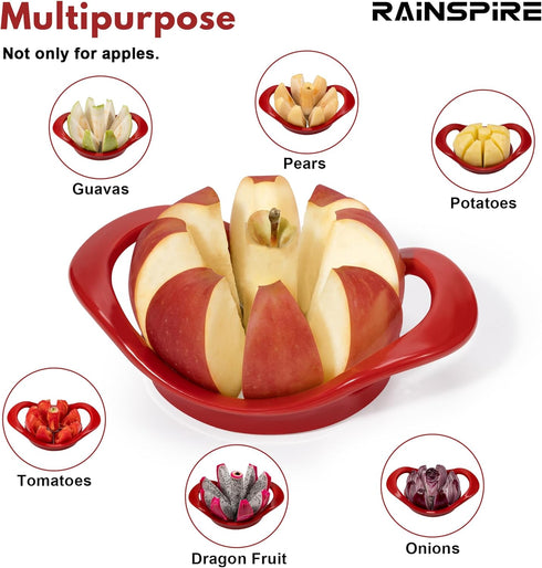 Rainspire 8 8 Apple Cutter Slices, Blade Apple Slicer and Corer, Apple Corer Tool with Stainless Steel Blades, Super