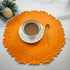 Round Placemat for Dining Table, Set of 6, Orange, PU Waterproof Heat Insulation Stain Resistant Non-Slip Washable Mat