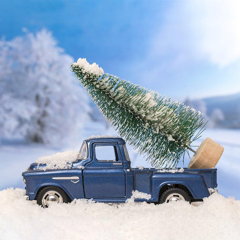 KUUQA 36Pcs Mini Sisal Snow Frost Christmas Trees - Tabletop Ornaments with Merry Christmas Letters