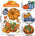 6 Sheets Fall Window Clings, Double-Sided Window Stickers with Orange Maple Leaves Pumpkins for Thanksgiving Home