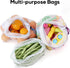 SPLF 12 Pcs Heavy Duty Reusable Mesh Produce Bags, See Through Food Safe Bags with Drawstring