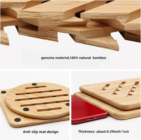 Hot Pads Trivet, Solid Bamboo Wood Trivets for Hot Dishes, 4pcs Multi Size