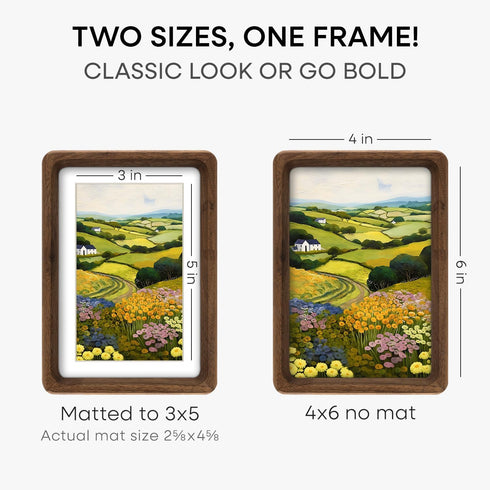 4x6 4 6 3 5 4by6 3x5 inch Set 1 Homeforia Picture Frame Brown Wood, Mortise & Tenon Dark Wooden x Photo Frames with Mat