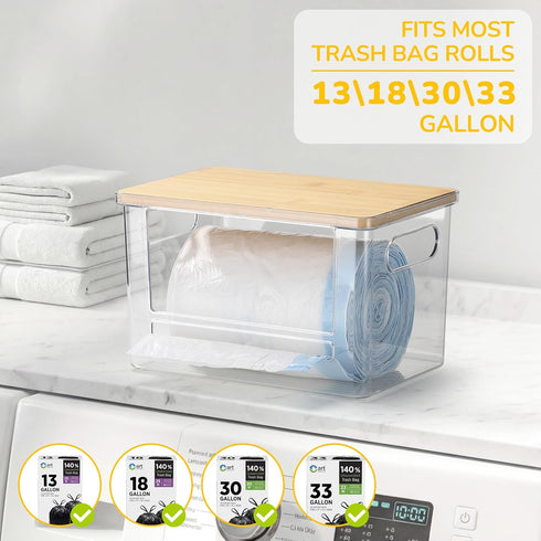 4 Pack Extra Large Trash Bag Holder Garbage Bag Dispenser Roll Holder with Lid Laundry Room Organizer Under Sink
