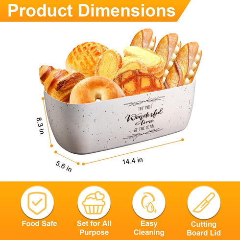 Bread Box for Kitchen Countertop with Cutting Board Lid, Bamboo Fiber Bread Container Holder, Keep Fresh I14.4x8.3x4.7