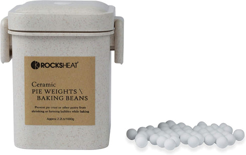 Ceramic Pie Weights, Natural Baking Beans with Wheat Straw Container, 2.2Lb | 1000g