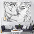 Ruibo Kissing Couple Abstract Sketch Art Wall Hanging Tapestry, Beach Throw, 59" x 51"
