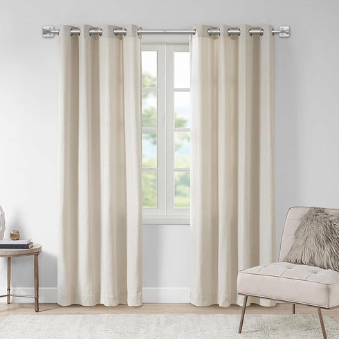 Curtain Rods for Windows 32 to 60 Inch, 5/8" Diameter Silver Ceiling Mount Warp Around Long Curtain Rod for Bedroom