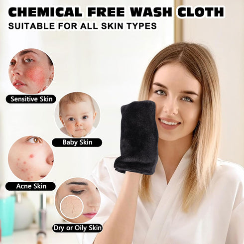 PHOGARY 6 Pack 7.8"x5.1" Microfiber Face Washcloths Facial Wash Mitts, Soft Flannel Towel for Washing Face, Reusable