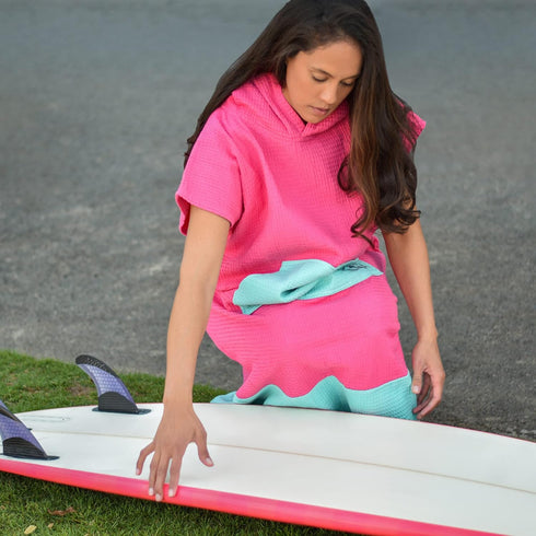 Sea Aloha 100% Surf Poncho for Women - Hooded Towel for Adults - Cotton Beach Changing Cover-Up for Surf, Beach, Pool