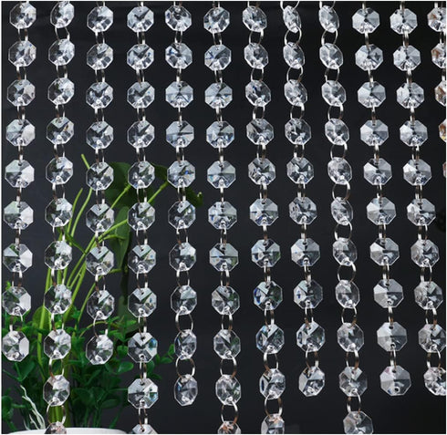 99FT (99FT(30M)) WAZHRMGHG Clear Acrylic Crystal Garland Strands Hanging Chandelier Bead Chain Ornament String