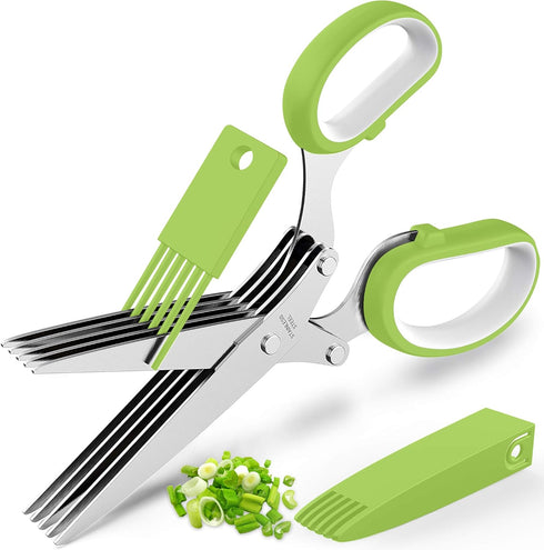 Herb Scissors Set - Updated 2025 Kitchen Gadgets for Cutting Fresh Herbs, 5 Blades, Sharp Stainless Steel