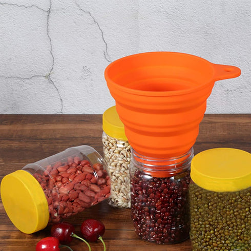 KongNai 4 Sizes Kitchen Funnel Set - Food Grade Silicone Collapsible Funnels for Filling Bottles, Canning, Cooking