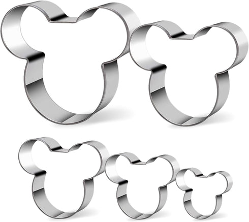 Pack of 5 Mouse Cookie Cutters: Stainless Steel in Different Sizes for Kids Baking
