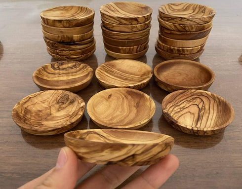 Tubibu Olive Wood Mini Bowls, Set of 6 Handmade Bowls, Handcrafted Wooden Mini Bowls