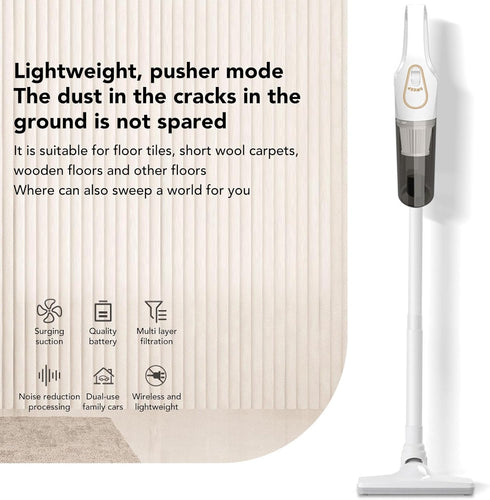 Cordless Vacuum Cleaner, Lightweight Stick Vacuum with Strong Suction, Detachable Design for Hardwood Floors, Carpet,