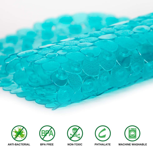 27 14 Inch, WELTRXE Pebbles Bath Mat Oval Non-Slip Bathtub Mat with Suction Cups, Drain Holes for Bathroom Showers