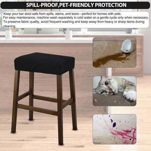 Counter A,2 Pack NeColorLife Rectangle Bar Stool Covers,Stretch Waterproof Saddle Seat Covers for Height and Kitchen
