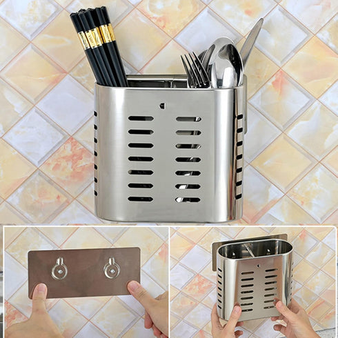 Fdit Wall Mount Utensil Drying Rack, Cooking Holder Organizer for Spoons, Knives, Forks, Chopsticks, Hollow Design