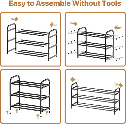 3-Tier Rack,17-31 Closet, Expandable Shoe Adjustable ShoeRack for Shoe Organizer,Suitable for Small Spaces,Small Front