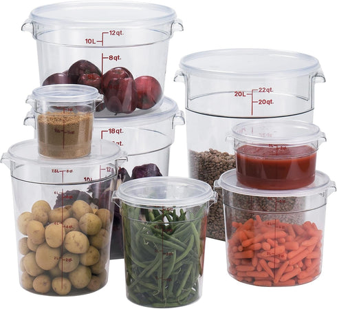 Cambro RFSCW8135 Clear Polycarbonate Round Food Storage Container, 8 Quart, Cover Sold Separately