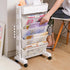 Carts with Wheels, Rolling Organization Shelf Desk Organizer, 5-Tier Plastic Rolling Utility Cart for Office