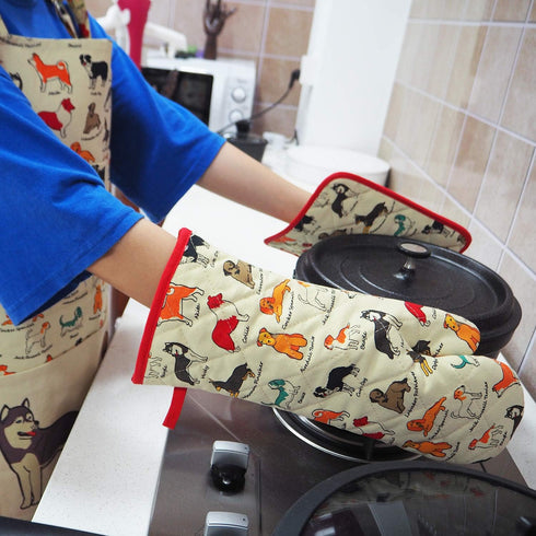 Pot Holders Set of 2 - Heat Resistant 480? Kitchen Cotton with Dog Flower Print for Home Cooking & Baking