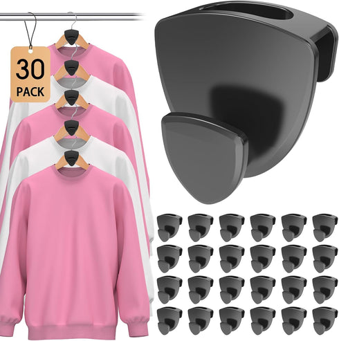 Hangers Space Saving 30Pcs, Heavy Duty Hanger Hooks for Closet Organizer, Black