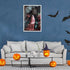 ADRHGCY Retro Pink Ghost Posters, Cute Horror Scary Wall Art, Ghost Figure Sitting on Weeds, 12x16in Unframed