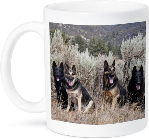 3dRose Four German Shepherd Dogs Mug - 15 oz, Ceramic