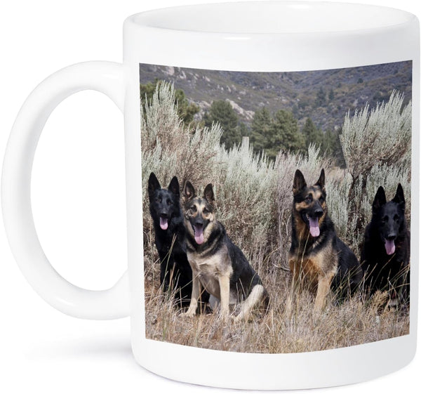 3dRose Four German Shepherd Dogs Mug - 15 oz, Ceramic