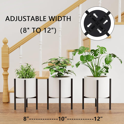 8 12 Inches Linpla Adjustable Metal Plant Stand Indoor Outdoor - Fits to Pots - Mid Century Modern Planter Stand Single