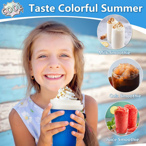 Slushy Maker Cup 2 Pack, DIY Magic Quick Frozen Slushie Cup, Double Layer Portable Smoothie Squeeze Cup