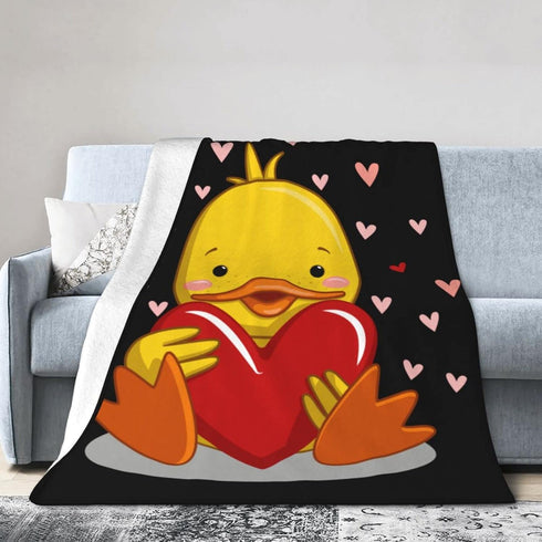 Perinsto 60"X50" Cute Duck with Heart Throw Blanket Ultra Soft Warm All Season Decorative Fleece Blankets for Bed Chair