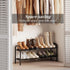 AUGOHCMIL 2-Tier Closet, Expandable Shoe Rack, Metal Shoe Storage Shelf, Adjustable Shoes Organizer for Entryway